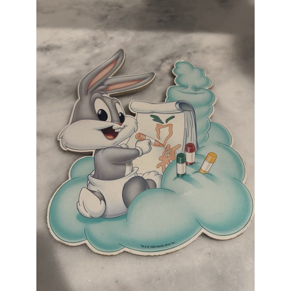 VTG Looney Tunes Warner Bros Press Board Wall Hanging Decor Baby Bugs Bunny 1998